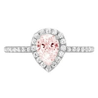 0,8CT kruška ružičasti simulirani dijamant 14k bijelo zlato ugraviranje izjava bridalna godišnjica angažman vjenčanje halo zvona veličine 8,75