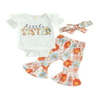 Lamuusaa Baby Girls Gants Set, kratki rukavska slova za ispis miša sa cvjetnim pantalonama i trakom