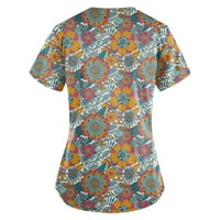 Cleance Žene vrhovi V-izrez Ženska bluza Radni odjeća Grafički otisci Bluze kratki rukav moda, narandžasta, s