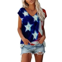 Ženske majice Casual Tops Cap rukav spremnik V izrez Solid Color labav fit bluza TEE majica