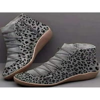 Woobring ženske dame arh potpora za gležnjeve bočne patentne zatvarače čipke čipke čizme ravne cipele