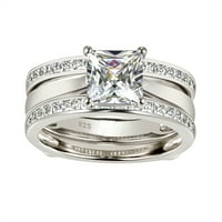 Wuziwen Princess Bridal prsten za žene za žene CZ Vjenčani zaštitni pojačivači Sterling srebrne veličine 10