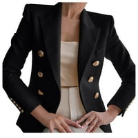 Ženski rever izrez Elegantne bluže dugih rukava otvorena prednja dvostruko odijelo poslovne jakne za