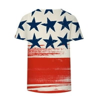 Majice kratkih rukava za žene Ljeto casual USA zastava Print The 4. jula Na vrhovi labavi fit osnovni