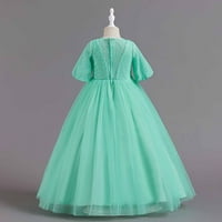 Djeca dječja dječja srednjovječna dječja izvezna haljina od gaze princeze haljina zelena 5- godina