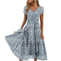 Ljetne haljine za prodaju za žene plus veličine kratkih rukava tisak cvjetnog uzorka šifonska haljina