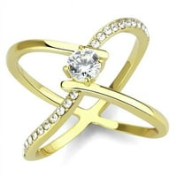 Ženski prsten od nehrđajućeg čelika IP zlata sa CR-om AAA CR-a - Veličina 8