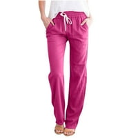 Hlače za žene za žene hlače za žene u odjeći za nogu visokih struka, vruće ružičaste boje