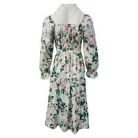 Pinfect ženska haljina cvjetna vintage haljina od linije maxi ispisana otvorena letnja ljetna haljina