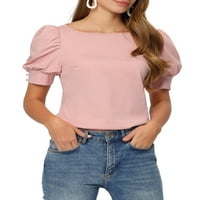 Allegra K ženska casual bluza vrhovi majica za majicu naftom majica