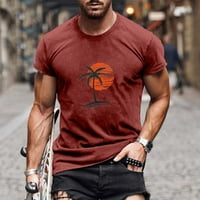 Muškarci Ležerni okrugli vrat 3D digitalni ispis Pulover Fitness Sportske kratke hlače rukave majice bluza Pamučne majice za muškarce Untuckit majice, crvena, xl