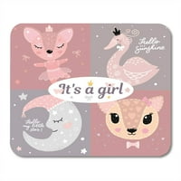 Sažetak Crna simpatična djevojka Soba za bebe Jeleni Swan Moon Balet Pink Mladi dolazak MousePad Mouse
