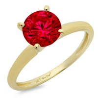 1.5ct okrugli rez crveni simulirani ruby ​​14k žuti zlatni godišnjički zaručnički prsten veličine 7.5