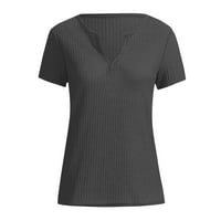 Ženski vrhovi ženska modna čvrsta boja V-izrez casual majica kratkih rukava Top XXL