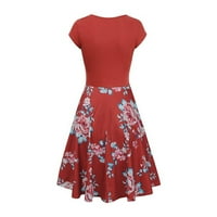Vremenske žene za žene Ljetne haljine trendy dressy plus veličine casual v-izrez cvjetni print tanki