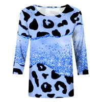 Dianli ženski vrhovi, majice i bluze okrugli vrat Tunika Leopard print rukave Ljetne majice Labavi modni