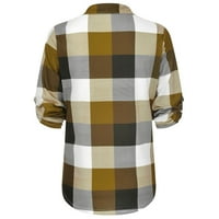 Prodaja ženske plaćene košulje dugih rukava boja patchwork casual labav bluza V-izrez pulover dna vrhova