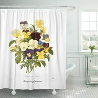 Pansy buket bazika Violas vintage botanička slika cvijet cvijeća kupatilo za kupatilo za kupanje