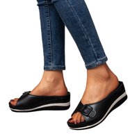 Ženske ljetne papuče debele dno modne ležerne sandale protiv klizanja Svjetlo uzročno dnevno nošenje klina na otvorenom otvorenim prstima Flip flops Vanjske papuče za ljetne dame Sandale