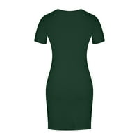 CETHRIO WONGE haljina - ljetni seksi čvrsti pupak za mršavljenje V-izrezom punog kratkih rukava zelena