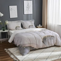 Plava setovi za posteljinu od bijelog tekućine, moderni minimalistički sažetak prekrivač pokrivača,
