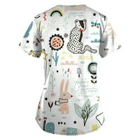 Ženske vrhove bluza Žene kratkih rukava Radni odjeća Grafički otisci Košulje okrugli izrez ljetni bijeli 2xl