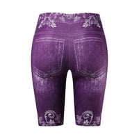 Pxiakgy joga hlače Žene casual teglica za trčanje cvjetni print tanki visoki struk rastezljive fitness hlače joge gamaše ljubičasto + xxl