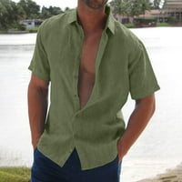 Aaiymet muški ležerni letnje dugme spuštene majice kratki rukav pamučni plažni vrhovi sa džepom, vojska