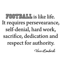 Fudbal je poput života. Zahtijeva upornost, Vince Lombardi inspirativni zidni naljepnica