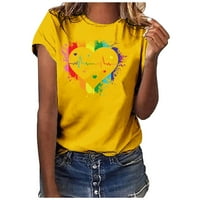 Valentinovo košulje posade za žene Ležerne prilike Udobne labave košulje Top kratkih rukava Gnomes Heart Print Grafički grafički majica