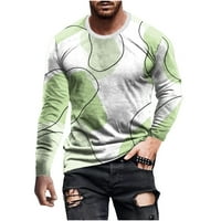 Jsaierl muška majica s dugim rukavima 3D optička iluzija Grafički tee casual crew vrat na vrhovima plus majica za vježbanje