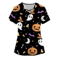 Plus size vrhovi za žene Halloween bundeve od tiskane odjeće slatka V sestra izreza labave majice s