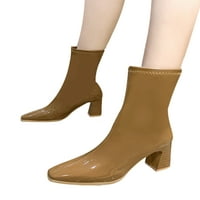 Harsuny Women Comfort Stretchy Boot Prozračna povlačenje na zimskim cipelama haljina Chunky Khaki 7.5