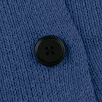 Zkozptok Ženski kaputi džepovi s kapuljačom topli pleteni džemper Zimski kaput vrhovi, plavi, l