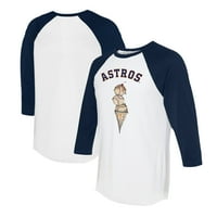 Unizirajući sitni otvor bijeli navy Houston Astros Trostruki sačići 3 4-rukave Raglan majica