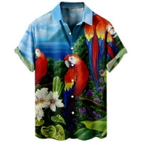 Muška metalna košulja Slim Fit s dugih rukava Sude košulja Muškarci Novi papagaj 3D Digital Print Casual