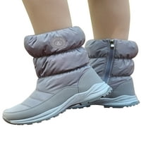 Oucaili ženske zimske čizme plišane ploče snijega Zip up vodootporni čizme casual mid tele toplo čizme