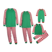 Daznico Family Božićni PJS Podudarni setovi Božićne pidžame dugih rukava okrugli vrat prugasti patchwork