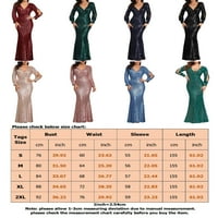 Večernja haljina GRIANLOOK Women haljine s dugim rukavima Maxi Haljine Solid Color Maxi Dame Sexy Shiny