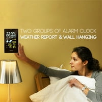 Mnjin LCD vlažnost digitalni kalendar Sat Vremenski alarm Prikaz šarenog sata crna