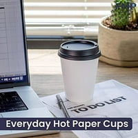 [Pack] Jednokratne šalice od bijelih papira sa crnim poklopcima - Go vruće i hladne pitice All---naloška porcije za uzorkovanje za kafu, espresso, cortado, latte, kapućino i čaj, siguran