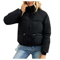 Owordtank obrezane jakne za ženu za žene modni gornji odjećni patentni zatvarač dugme gore zimski obrez