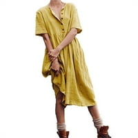 Yubnlvae pada haljina pamučna o-izrez plaža morska zabava Žena Žena ženska haljina žuta 2xl
