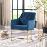 Morden Fort Glam glam stolica sa baršunastim jastucima i metalnom nogom plavom bojom