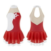 Renvena Kids Girls Mesh Splice sjajna slika Klizna haljina za klizanje Natječaj Dnevni kostimi Red 8