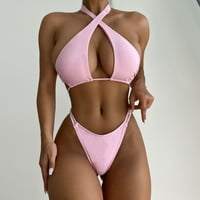 Žene Split dvodijelni zavoj izdubili čvrsta seksi push-up podstavljena odjeća za plažu za odjeću, djevojke s mekim kupaćom kupaćom kupaćom haljinom za plažu ispod kupaći kostimi Bikini