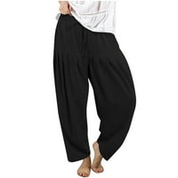 Olyvenn Ženska moda Žene Ležerne prilike pune boje labave hlače Ravne široke noge pantalone s krovnim