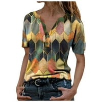 Yubnlvae majice za žene modni ženski ljetni tiskani kratki rukav V- ovratnik na kratkim majicama