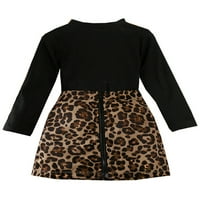 Leuncero Girls Tops + suknje postavljene suknje s dugim rukavima setovi Leopard Print Outfit pletiva