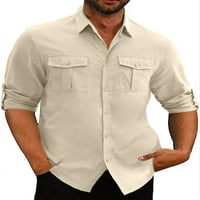 Muška posteljina majica s dugim rukavima Ležerne prilike stilizirane majice s plažom s džepovima za